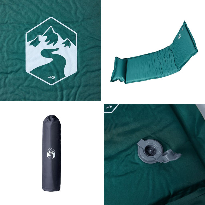 Saltea camping auto-gonflabilă, cu pernă, 1 persoană, verde - WALTI WALTI
