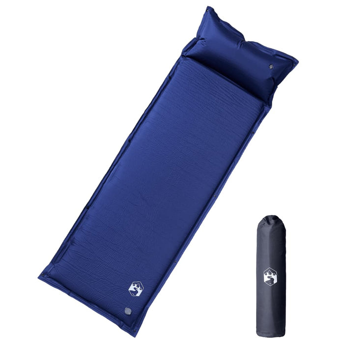 Saltea de camping auto-gonflabilă cu pernă 1 persoană bleumarin - WALTI WALTI