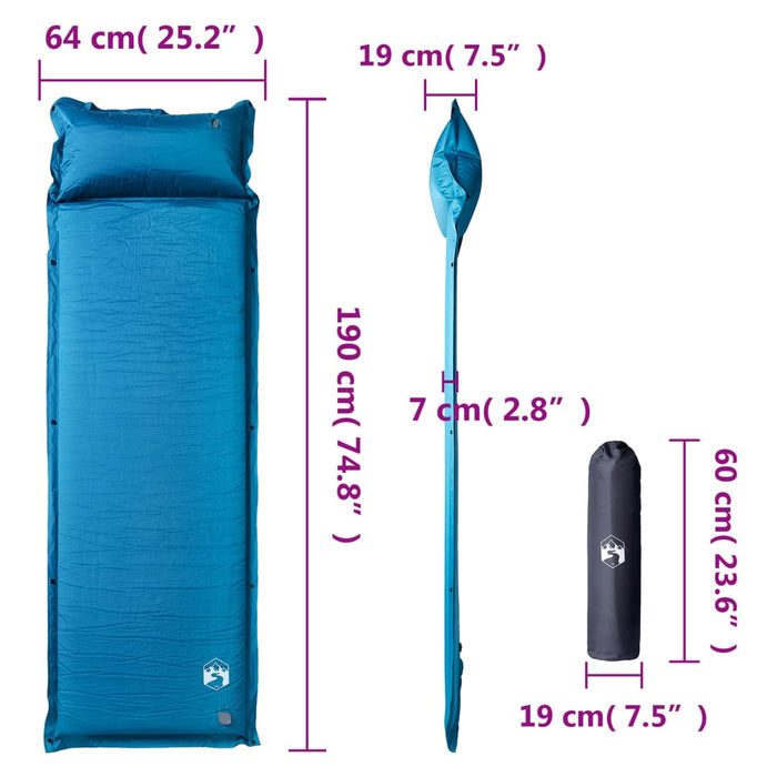 Saltea de camping gonflabilă cu pernă, 1 persoană, turcoaz - WALTI WALTI