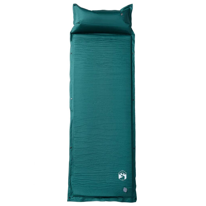 Saltea camping auto-gonflabilă, cu pernă, 1 persoană, verde - WALTI WALTI