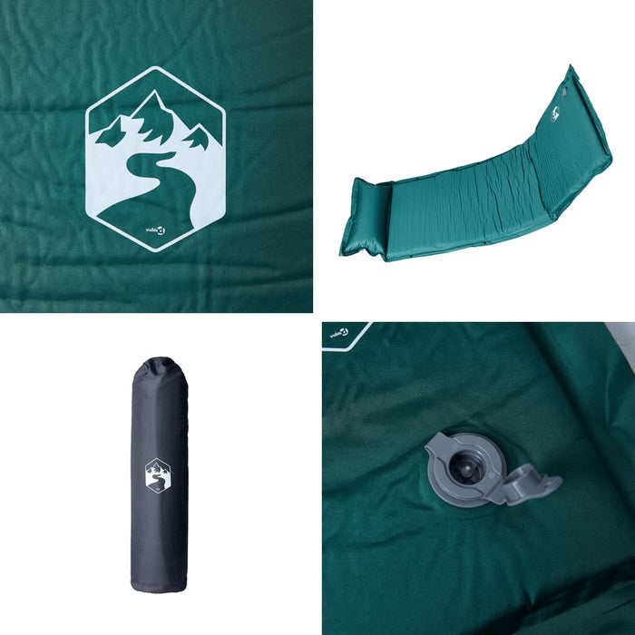 Saltea camping auto-gonflabilă, cu pernă, 1 persoană, verde - WALTI WALTI