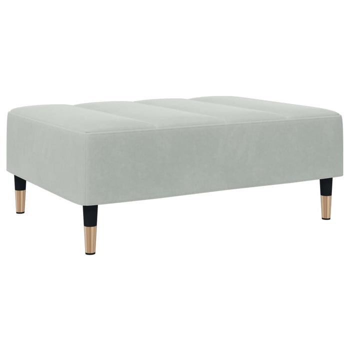 Canapea extensibilă cu taburet, 2 locuri, gri deschis, catifea WALTI