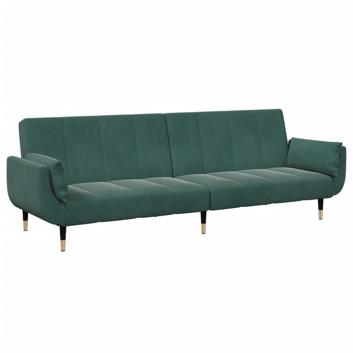 Canapea extensibilă cu taburet, 2 locuri, verde închis, catifea - WALTI WALTI