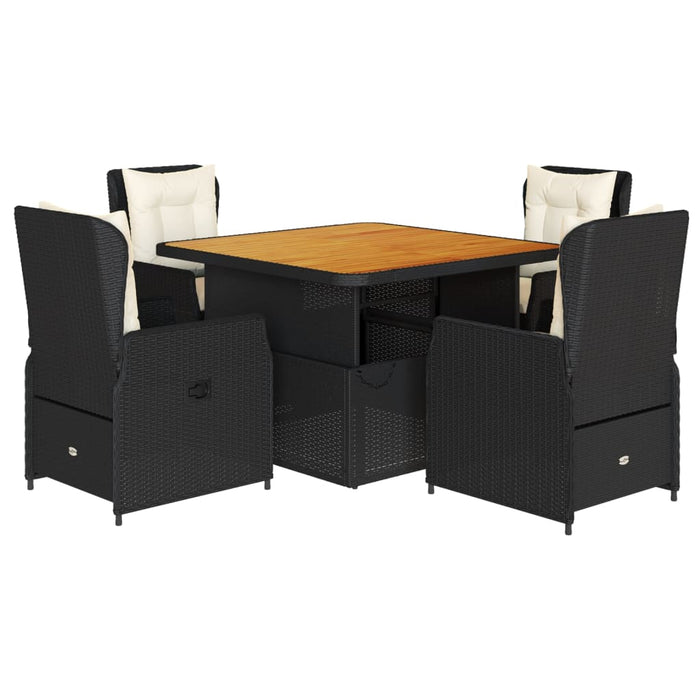Set mobilier de grădină cu perne, 5 piese, negru, poliratan - WALTI WALTI