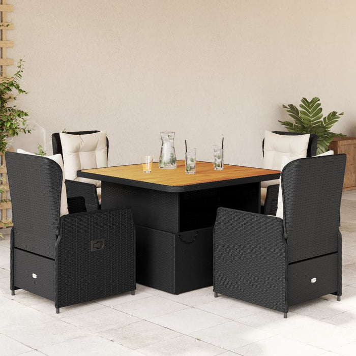 Set mobilier de grădină cu perne, 5 piese, negru, poliratan - WALTI WALTI