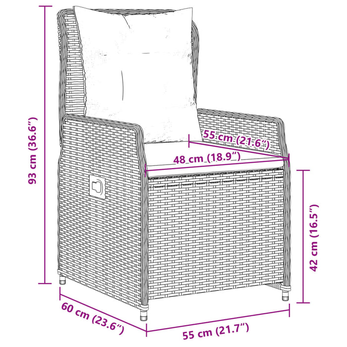 Set mobilier de grădină cu perne, 5 piese, gri, poliratan - WALTI WALTI