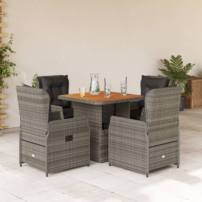 Set mobilier de grădină cu perne, 5 piese, gri, poliratan - WALTI WALTI