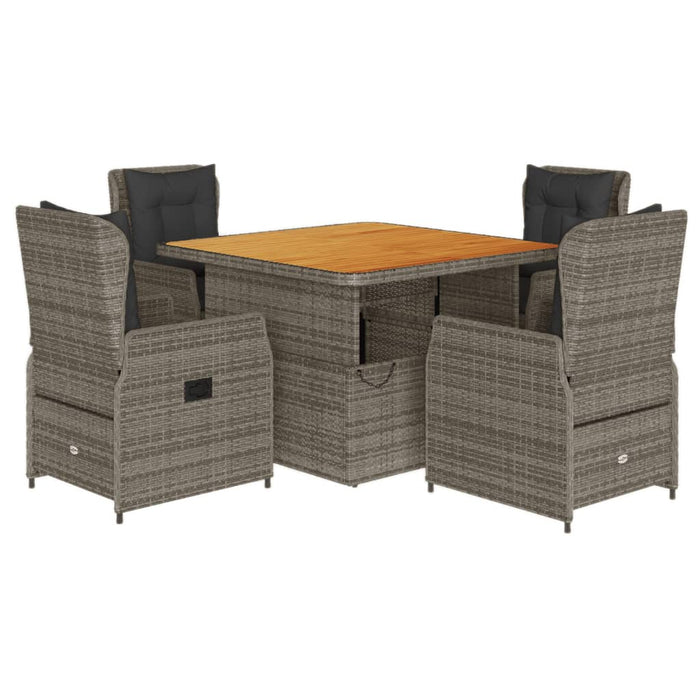 Set mobilier de grădină cu perne, 5 piese, gri, poliratan - WALTI WALTI