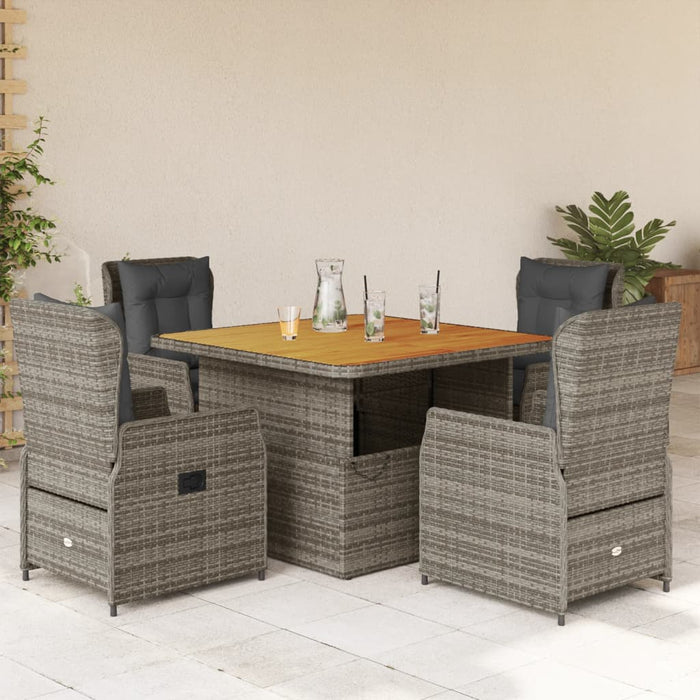 Set mobilier de grădină cu perne, 5 piese, gri, poliratan - WALTI WALTI