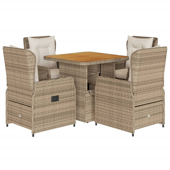 Set mobilier de grădină cu perne, 5 piese, bej, poliratan WALTI