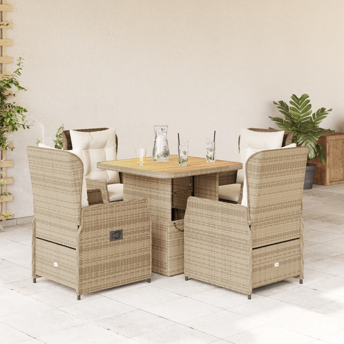 Set mobilier de grădină cu perne, 5 piese, bej, poliratan WALTI