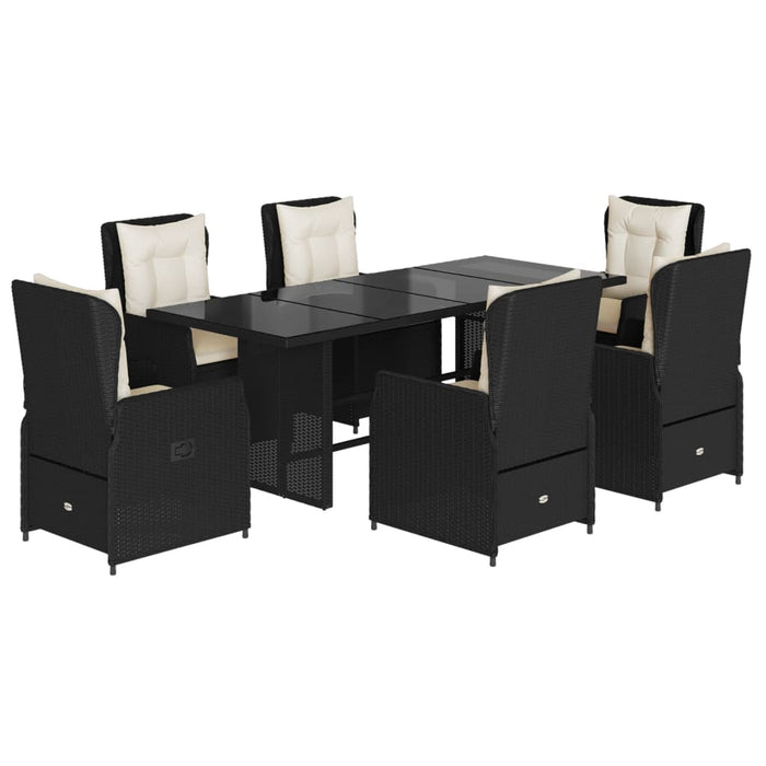 Set mobilier de grădină cu perne, 7 piese, negru, poliratan - WALTI WALTI