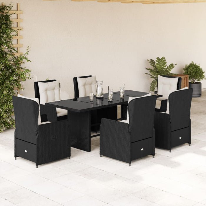 Set mobilier de grădină cu perne, 7 piese, negru, poliratan - WALTI WALTI