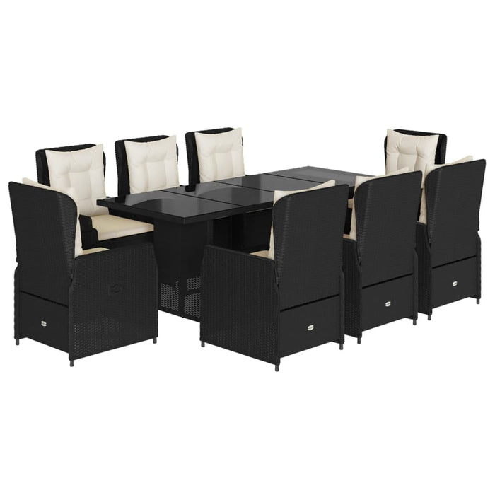 Set mobilier de grădină cu perne, 9 piese, negru, poliratan - WALTI WALTI