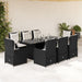 Set mobilier de grădină cu perne, 9 piese, negru, poliratan - WALTI WALTI