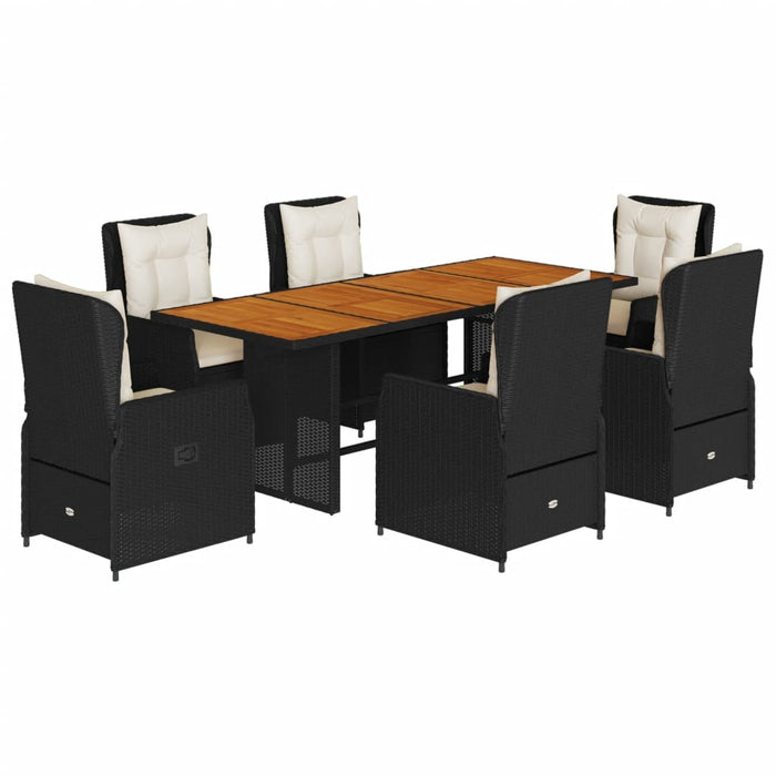Set mobilier de grădină cu perne, 7 piese, negru, poliratan - WALTI WALTI
