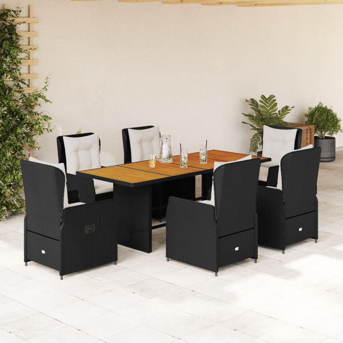 Set mobilier de grădină cu perne, 7 piese, negru, poliratan - WALTI WALTI