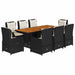 Set mobilier de grădină cu perne, 9 piese, negru, poliratan - WALTI WALTI