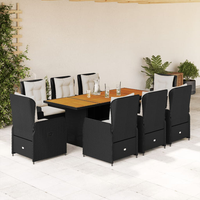 Set mobilier de grădină cu perne, 9 piese, negru, poliratan - WALTI WALTI