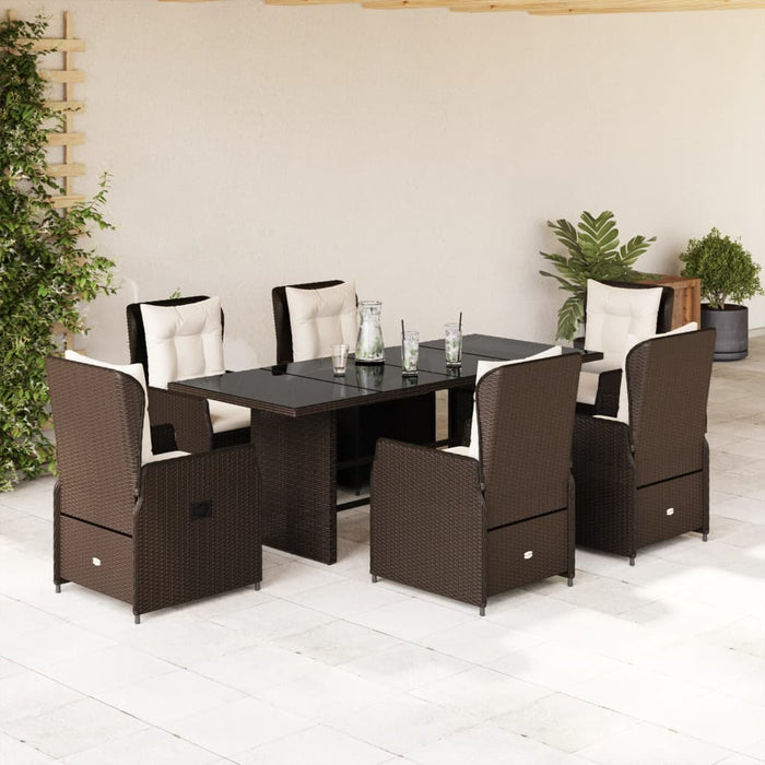 Set mobilier de grădină cu perne, 7 piese, maro, poliratan WALTI
