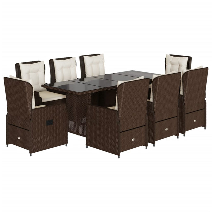 Set mobilier de grădină cu perne, 9 piese, maro, poliratan WALTI