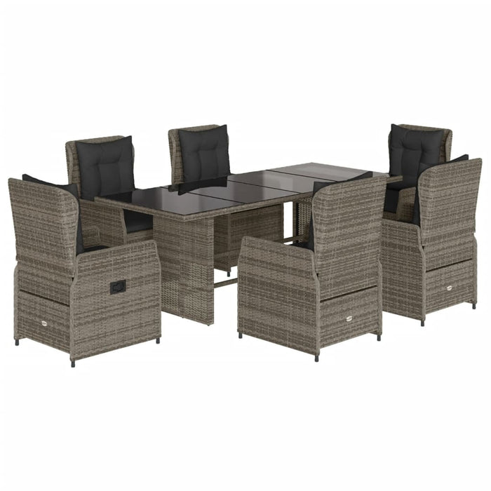 Set mobilier de grădină cu perne, 7 piese, gri, poliratan - WALTI WALTI