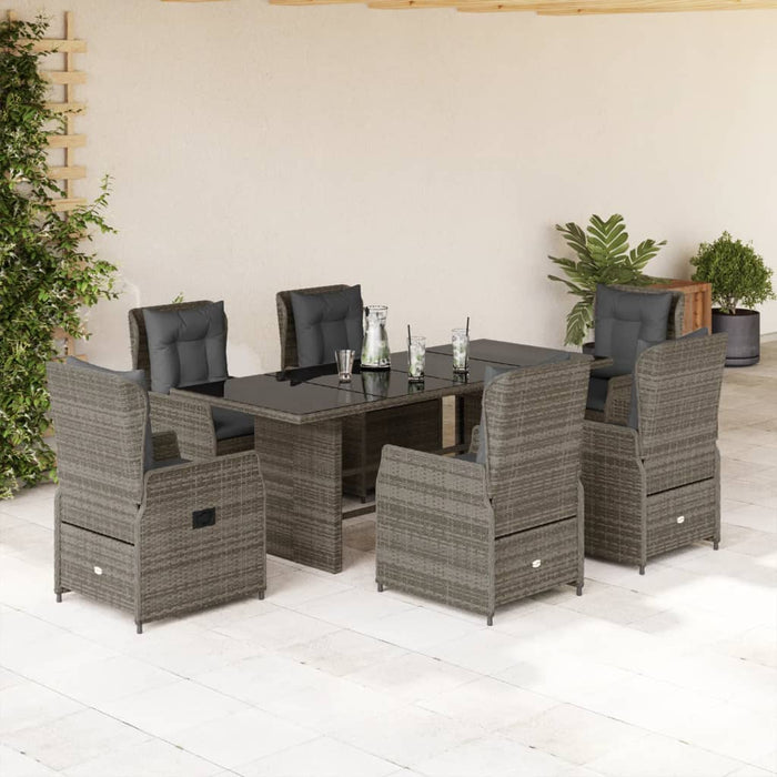 Set mobilier de grădină cu perne, 7 piese, gri, poliratan - WALTI WALTI