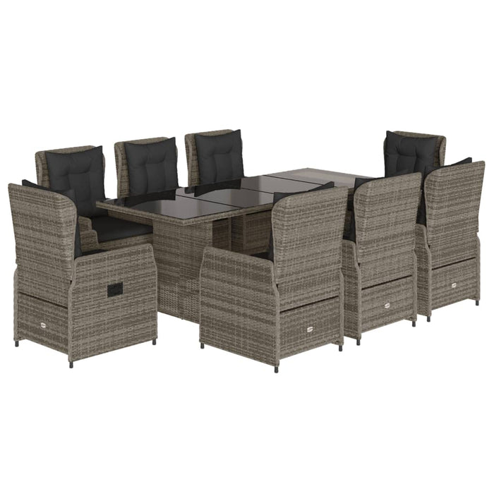 Set mobilier grădină cu perne, 9 piese, gri, poliratan - WALTI WALTI