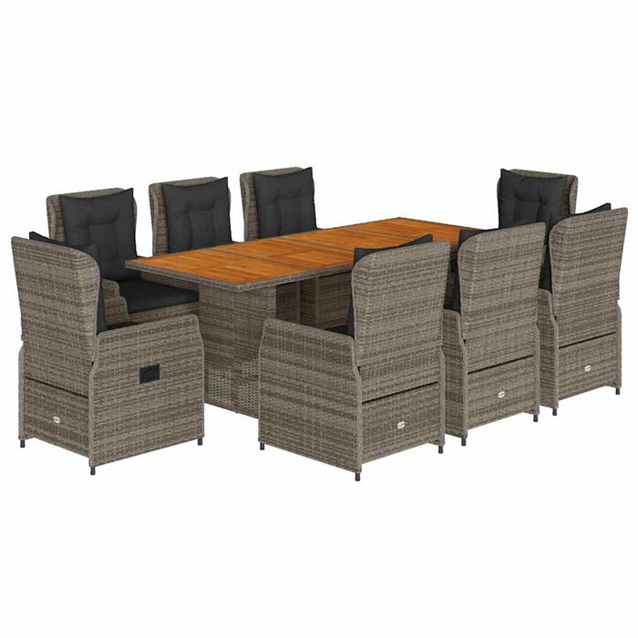 Set mobilier grădină cu perne, 9 piese, gri, poliratan - WALTI WALTI