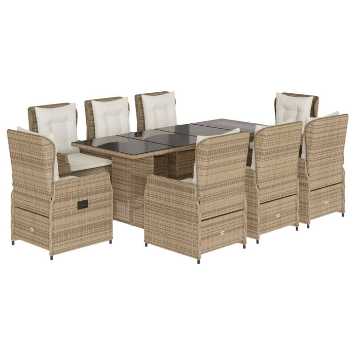 Set de masă pentru grădină, 9 piese, cu perne, bej, poliratan - WALTI WALTI
