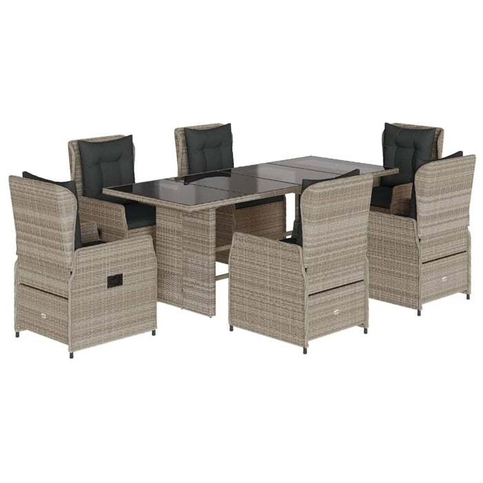 Set mobilier de grădină cu perne, 7 piese gri deschis poliratan - WALTI WALTI