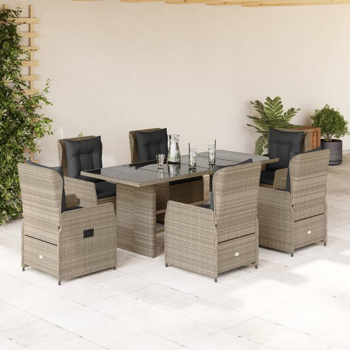 Set mobilier de grădină cu perne, 7 piese gri deschis poliratan - WALTI WALTI