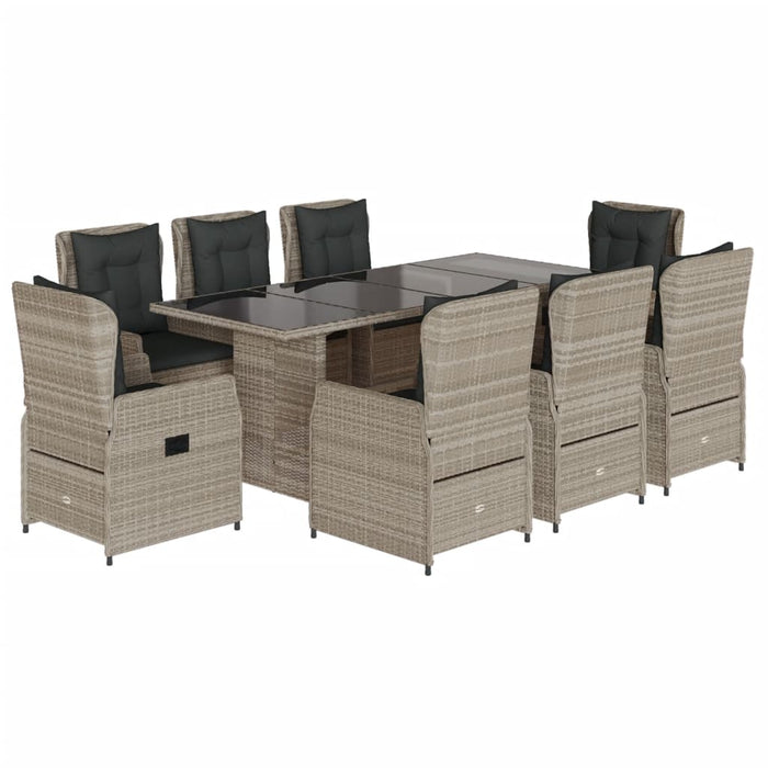 Set mobilier grădină cu perne, 9 piese, gri deschis, poliratan - WALTI WALTI