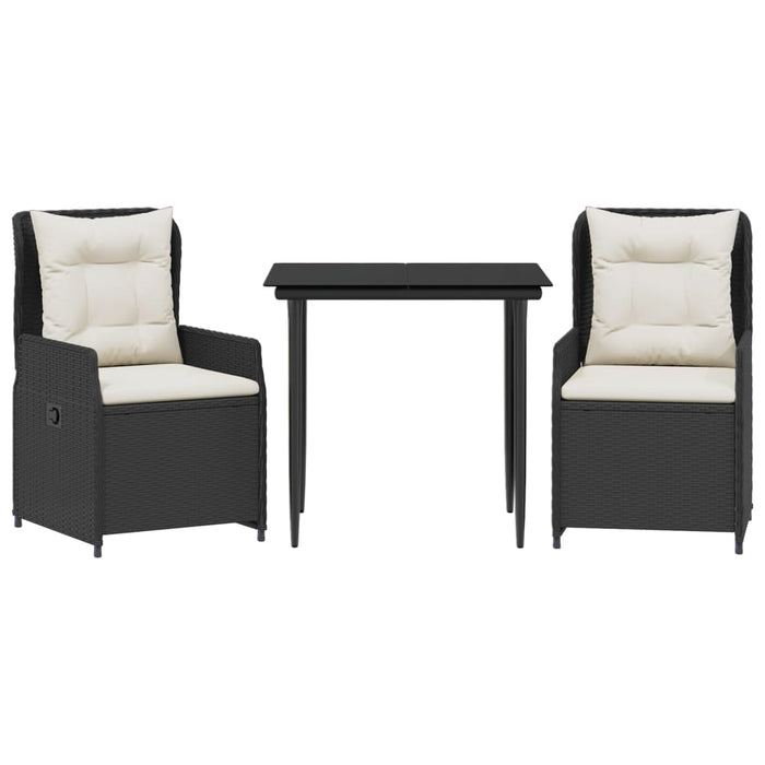 Set mobilier de grădină cu perne, 3 piese, negru, poliratan - WALTI WALTI