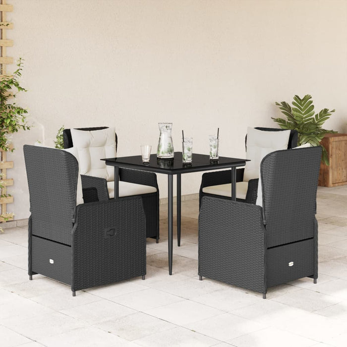 Set mobilier de grădină cu perne, 5 piese, negru, poliratan - WALTI WALTI