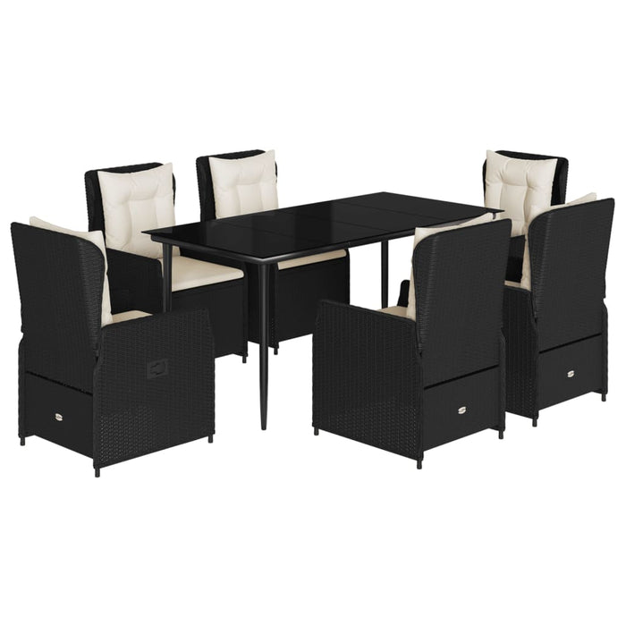 Set mobilier de grădină cu perne, 7 piese, negru, poliratan WALTI