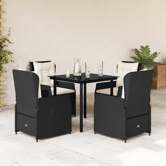 Set mobilier de grădină cu perne, 5 piese, negru, poliratan - WALTI WALTI