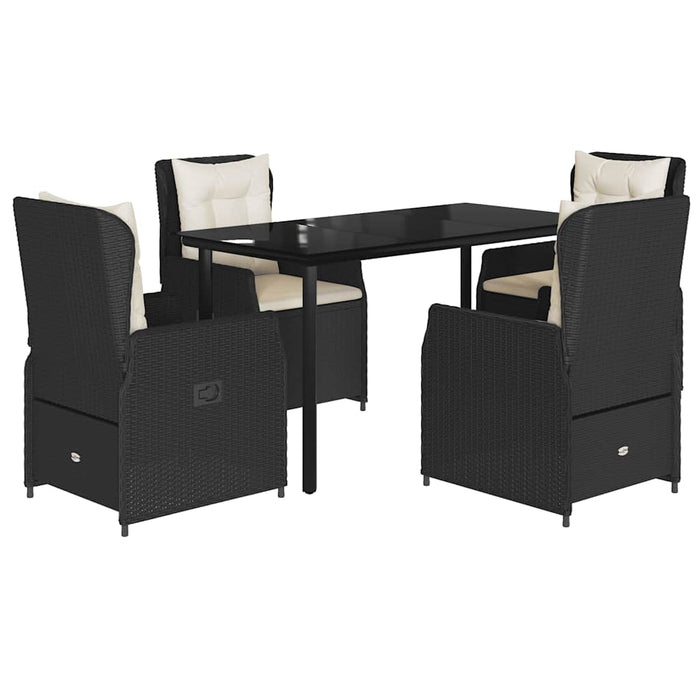 Set mobilier de grădină cu perne, 5 piese, negru, poliratan WALTI