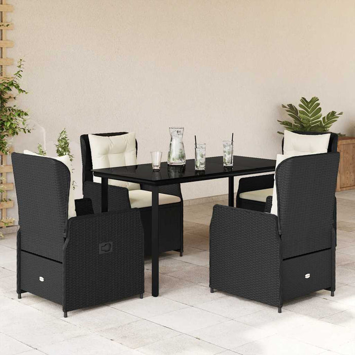 Set mobilier de grădină cu perne, 5 piese, negru, poliratan WALTI