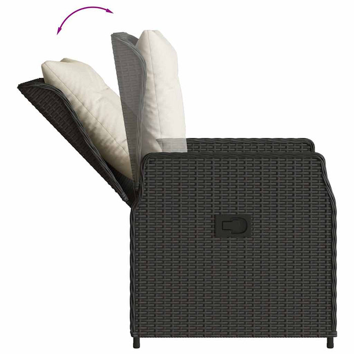 Set mobilier de grădină cu perne, 5 piese, negru, poliratan WALTI