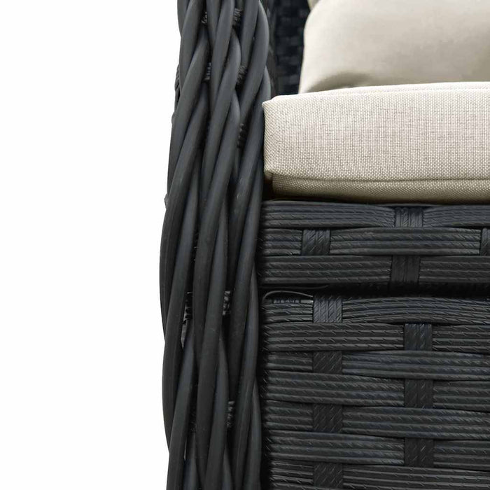 Set mobilier de grădină cu perne, 5 piese, negru, poliratan WALTI