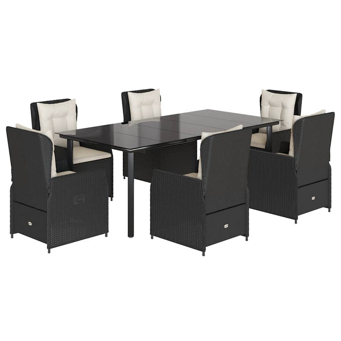 Set mobilier de grădină cu perne, 7 piese, negru, poliratan - WALTI WALTI