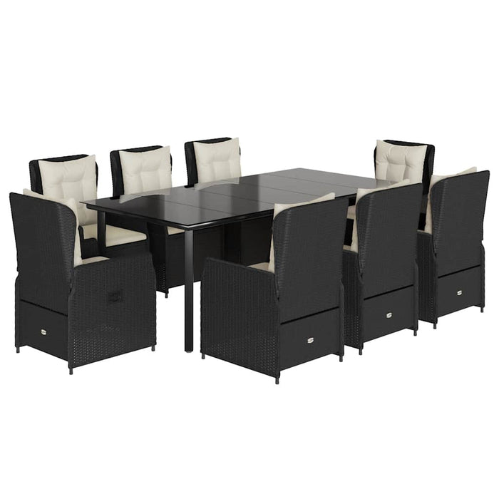 Set mobilier de grădină cu perne, 9 piese, negru, poliratan - WALTI WALTI