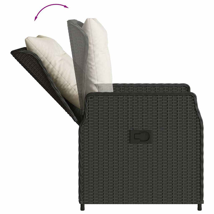 Set mobilier de grădină cu perne, 9 piese, negru, poliratan - WALTI WALTI