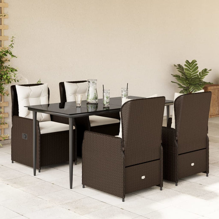 Set mobilier de grădină, 5 piese, cu perne, maro, poliratan - WALTI WALTI
