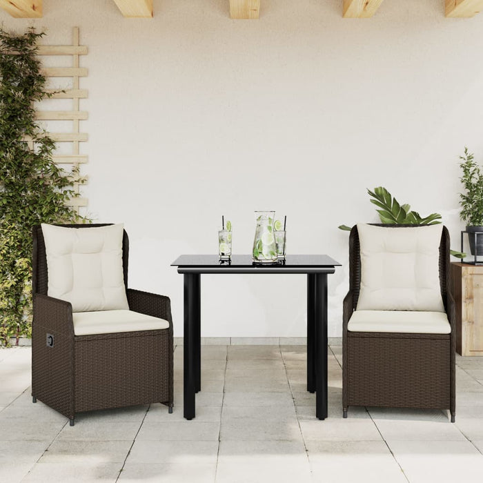 Set mobilier de grădină cu perne, 3 piese, maro, poliratan - WALTI WALTI