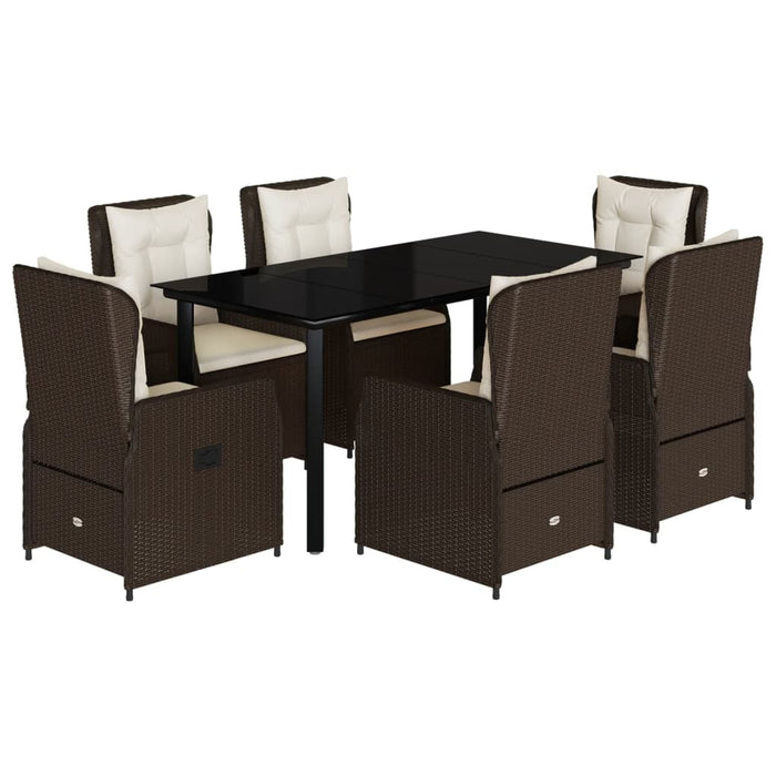 Set mobilier de grădină cu perne, 7 piese, maro, poliratan WALTI