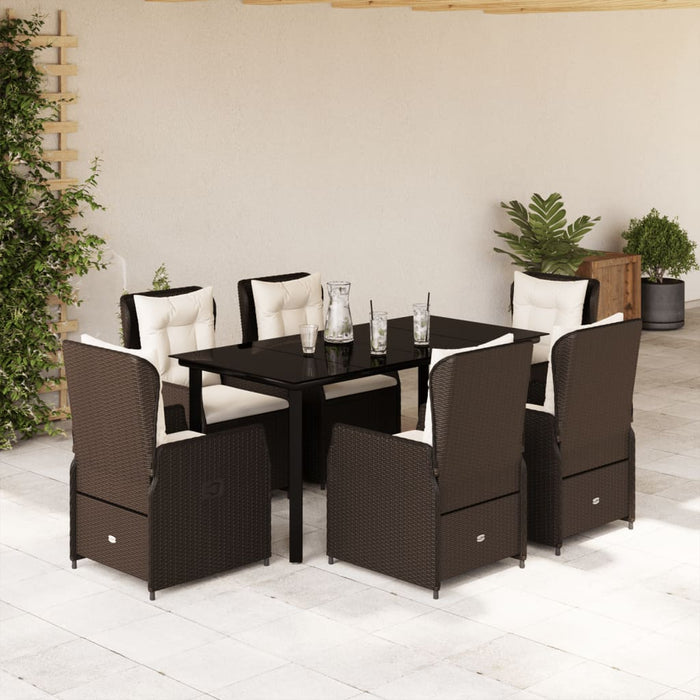 Set mobilier de grădină cu perne, 7 piese, maro, poliratan WALTI