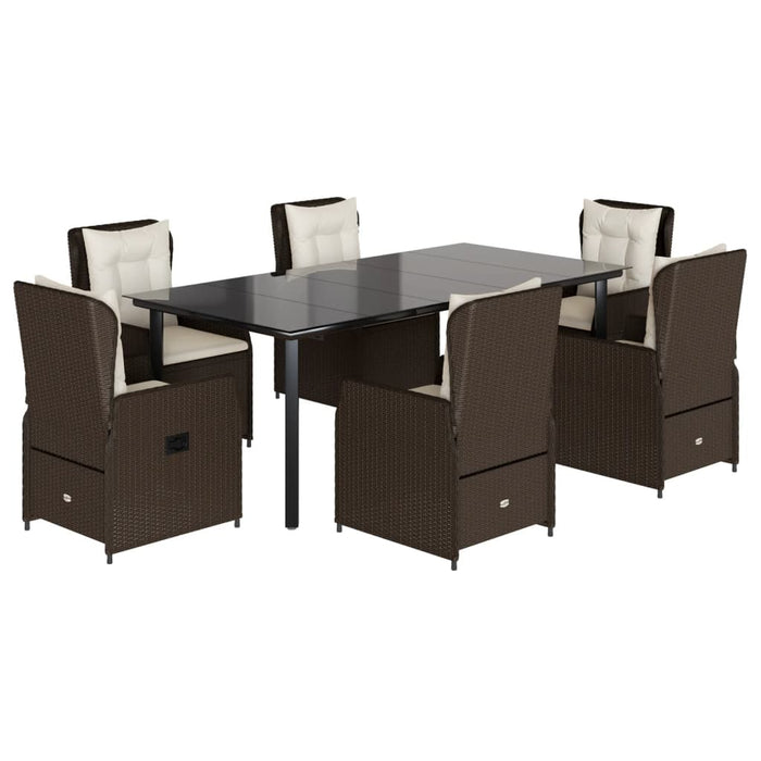 Set mobilier de grădină cu perne, 7 piese, maro, poliratan WALTI