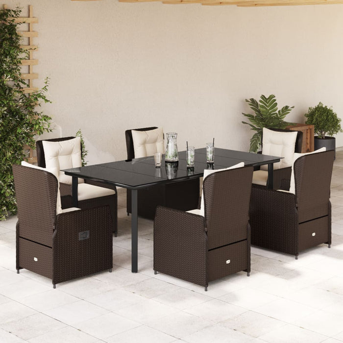 Set mobilier de grădină cu perne, 7 piese, maro, poliratan WALTI